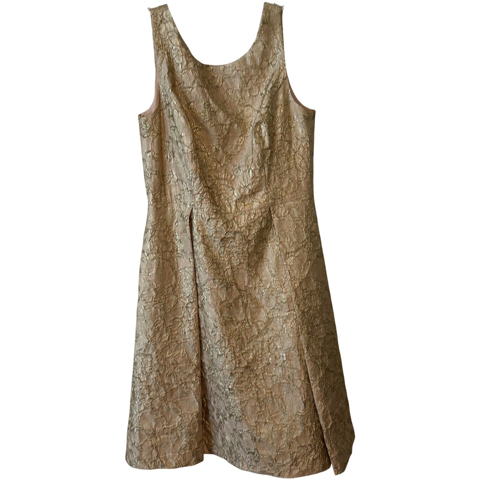 NWT Nicole Miller Gold Sleeveless Midi Wedding Bridesmaid Dress in Size 12